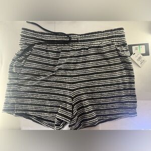 Andrew Marc New York Black and White Striped Textured Pull On Shorts LG MSRP $64